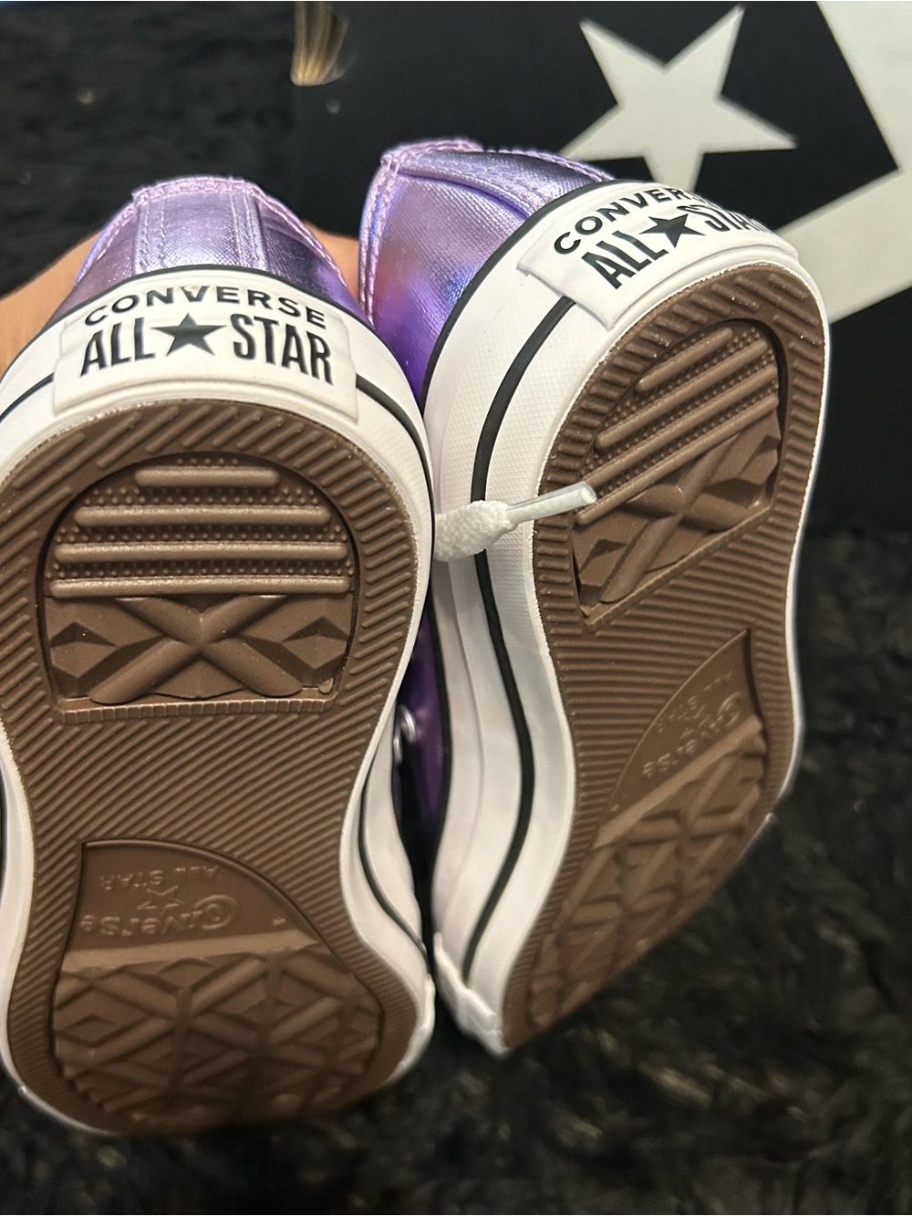 CONVERSE all Star purple metallic lace up shoes sneakers women’s 7.5 new - Picture 5 of 7